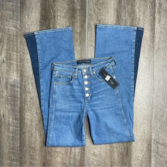 Veronica Beard High Rise Kiley Wide Leg Flare Jeans NEW Size 26 - Picture 2 of 9